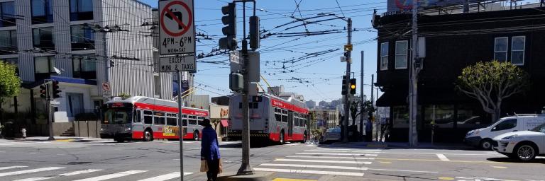 View looking northeast at the intersection of California Street and Presidio Avenue